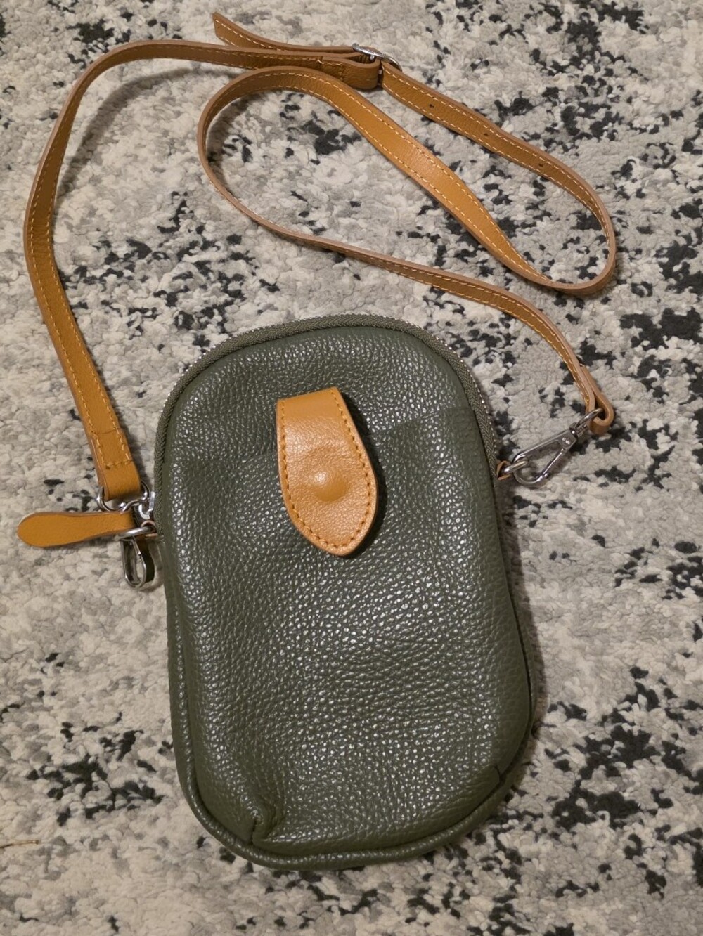 Divina Firenze Italian Leather Small Crossbody Bag Forest Green Brown Like New